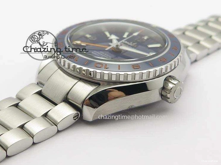 1218 Planet Ocean GMT 43.5mm V6F Goodplanet Orange Marker Blue Dial On SS Bracelet A ModernLook 8215